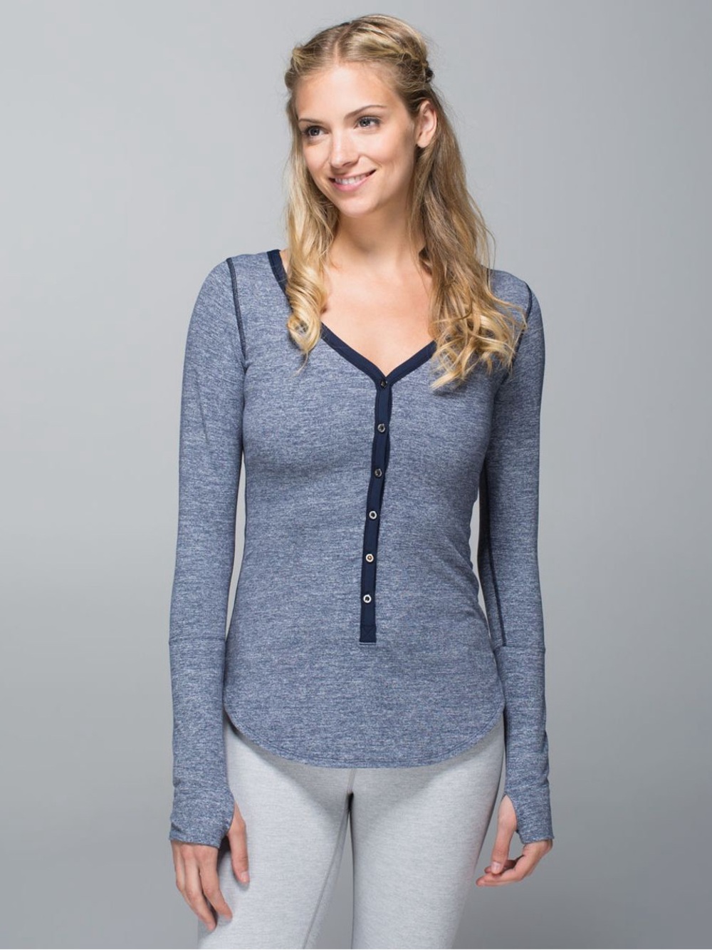 Lululemon Awesoma Henley Heathered Inkwell / Inkwell